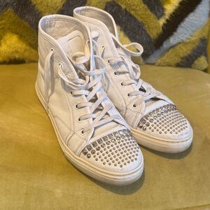 Gucci White Studded High-Top Sneakers